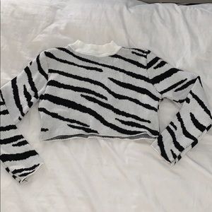 Zebra knit cropped sweater